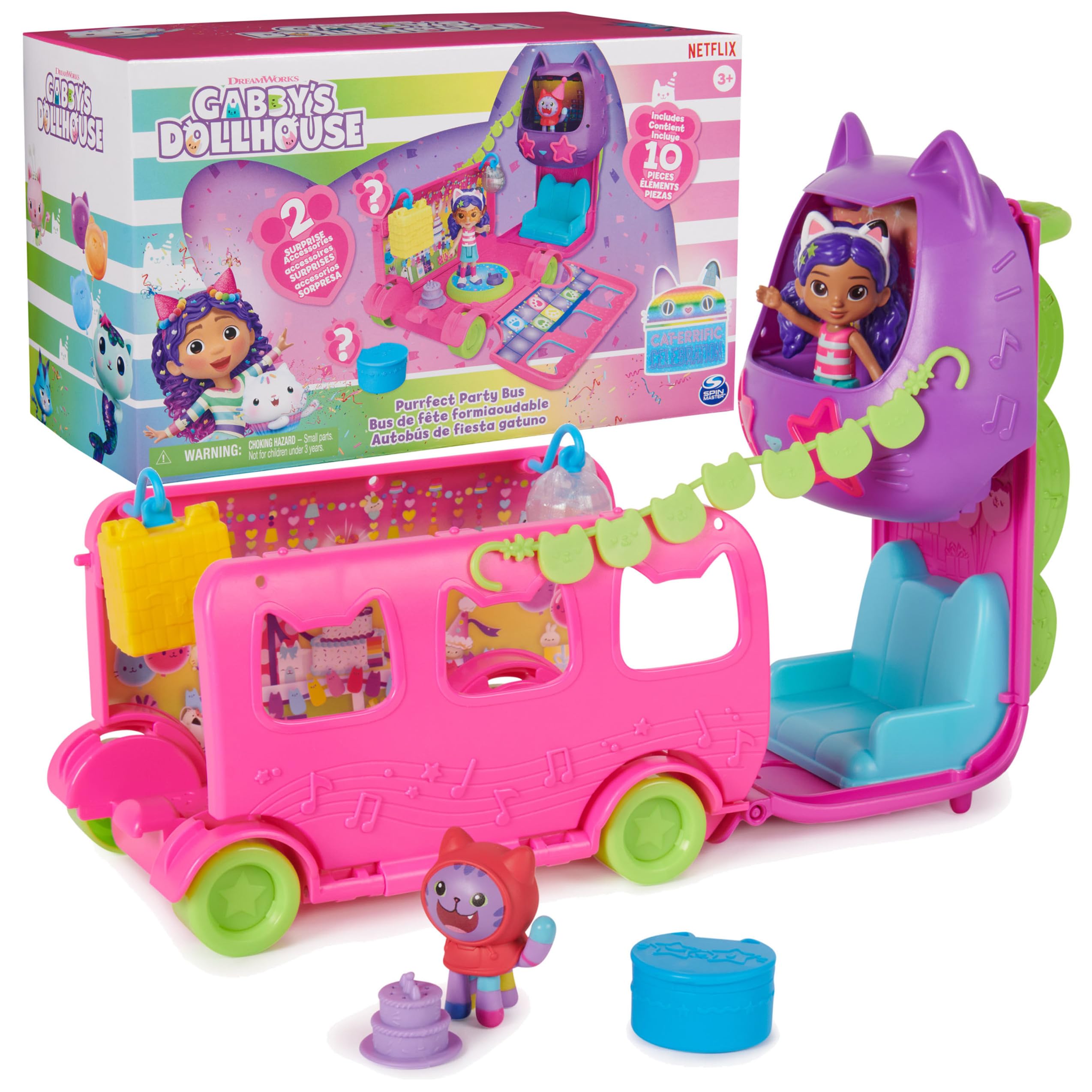 Autobús Playset Gabby's Dollhouse Celebration Party Con Figuras - Venta Internacional.