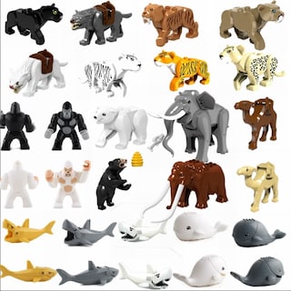 Foto 2 | Set De Bloques De Construcción: Animales: Tigre, Leopardo, Elefante Y Tiburón - Venta Internacional.