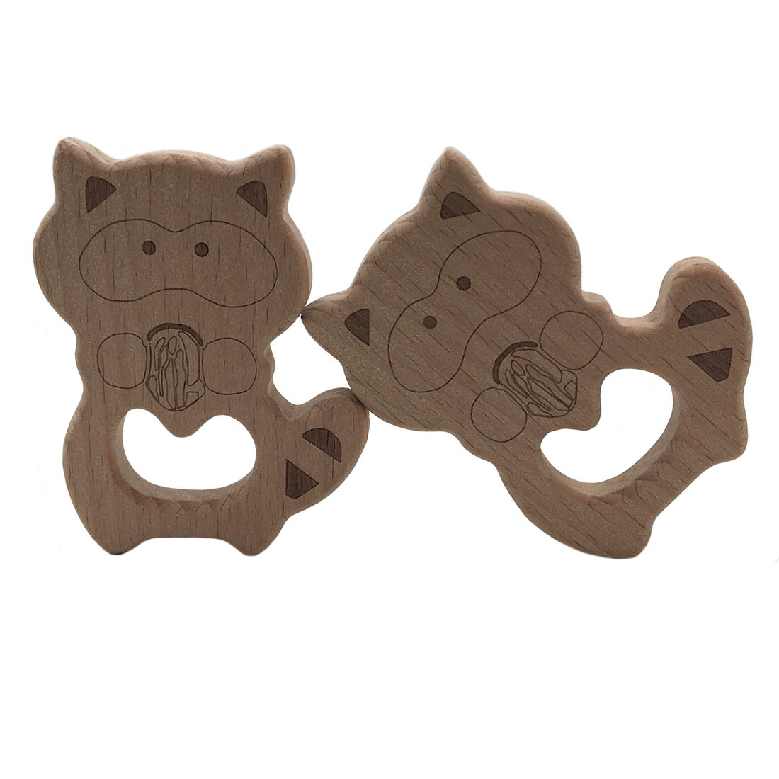 Foto 6 pulgar | Juego De 10 Dibujos Animados De Madera Natural Teether, Sin Bpa - Venta Internacional.