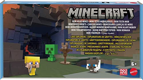 Foto 7 pulgar | Set De Figuras Mattel Minecraft Mob Head Minis Cave Explorer - Venta Internacional.