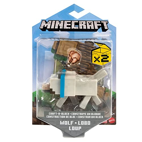 Foto 7 pulgar | Figura De Acción Minecraft Wolf De 8,26 Cm Con Accesorio Y Bloque Craft-a-block - Venta Internacional.