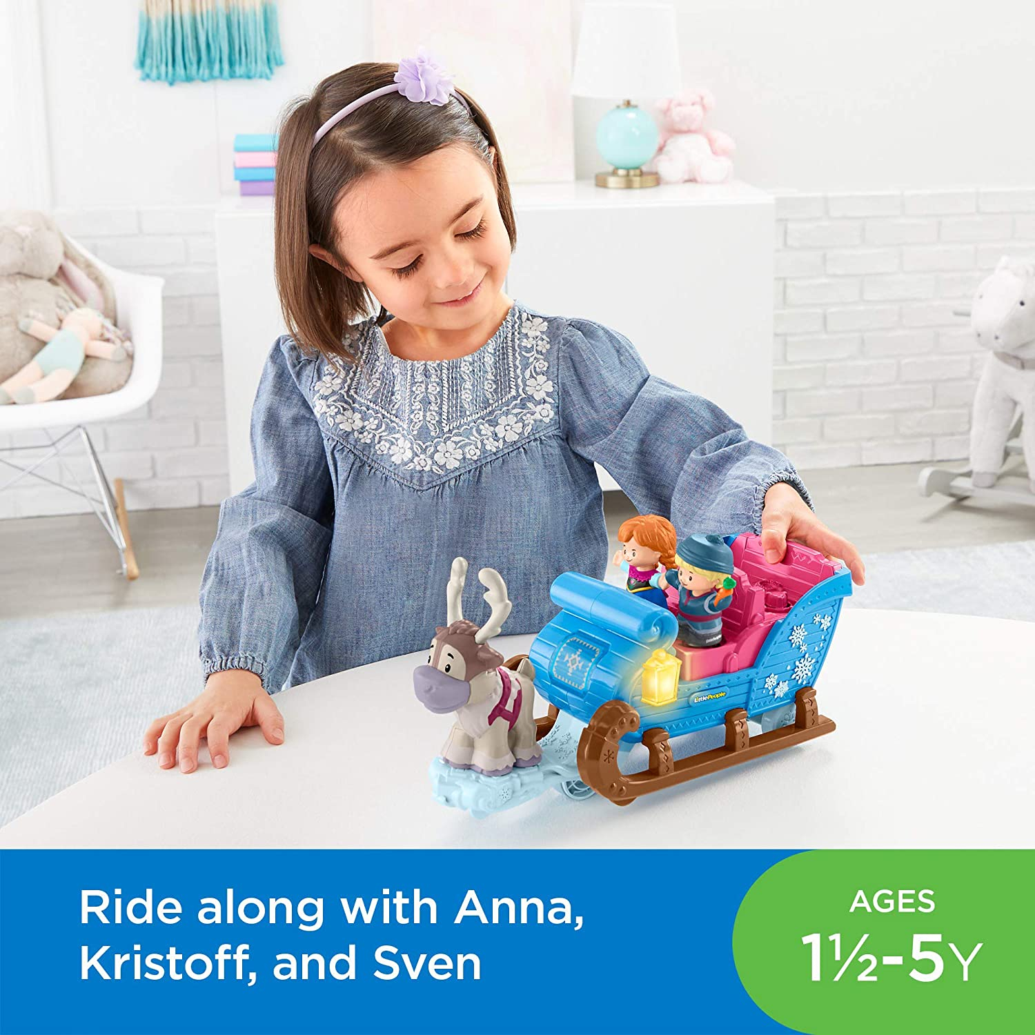 Foto 2 | Fisher-price Disney Frozen Kristoff's Strigh Por People, Figure And Vehicle Set - Venta Internacional.