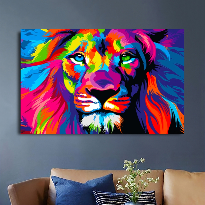 Cuadro Decorativo León De Color Pvc - Venta Internacional.