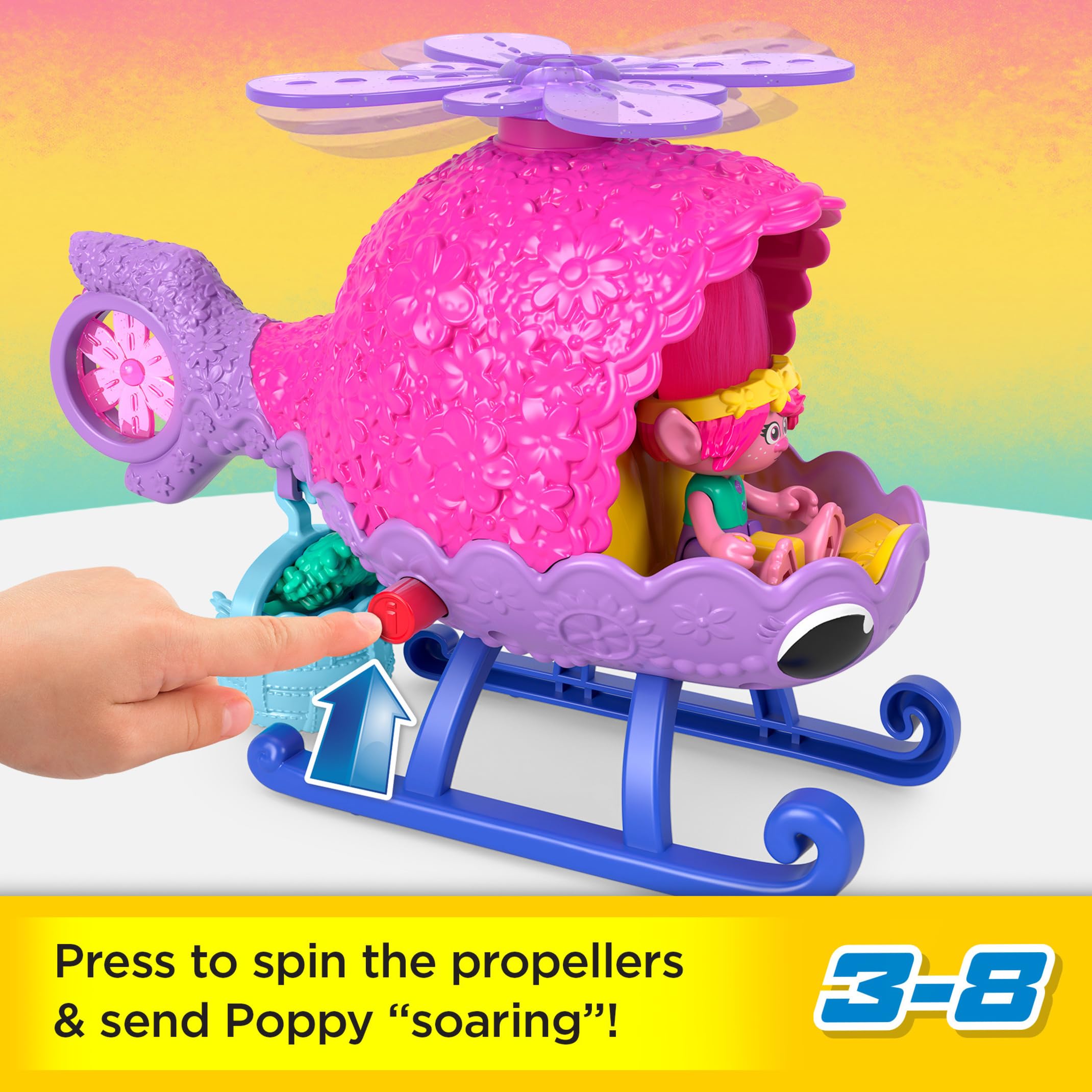 Foto 2 | Helicóptero De Juguete Fisher-price Imaginext Dreamworks Trolls Poppy 3-8 Años - Venta Internacional.