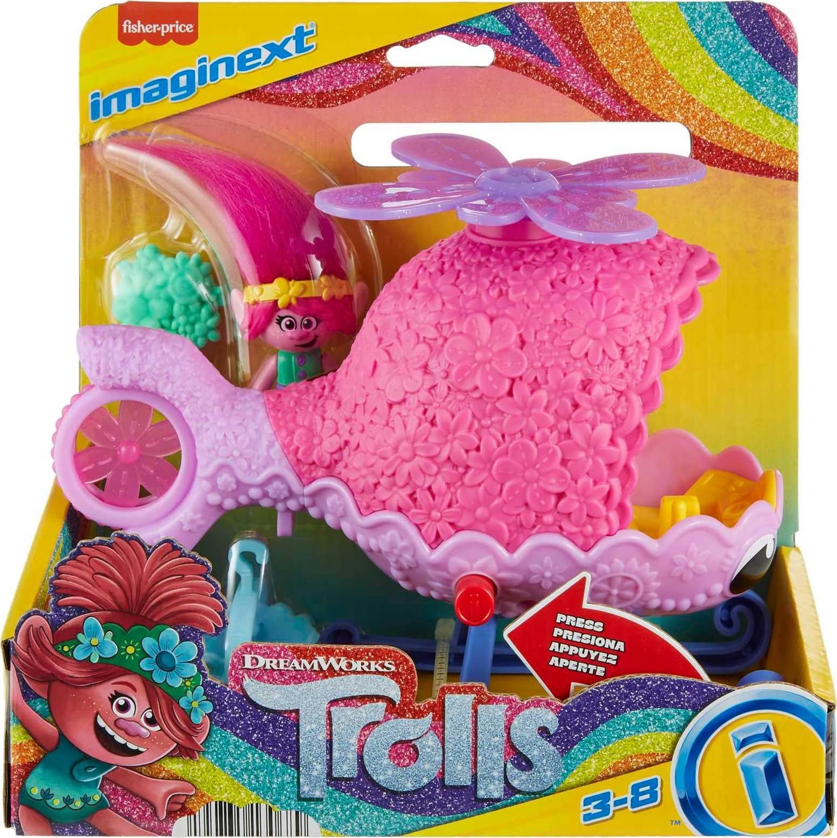 Foto 7 pulgar | Helicóptero De Juguete Fisher-price Imaginext Dreamworks Trolls Poppy 3-8 Años - Venta Internacional.