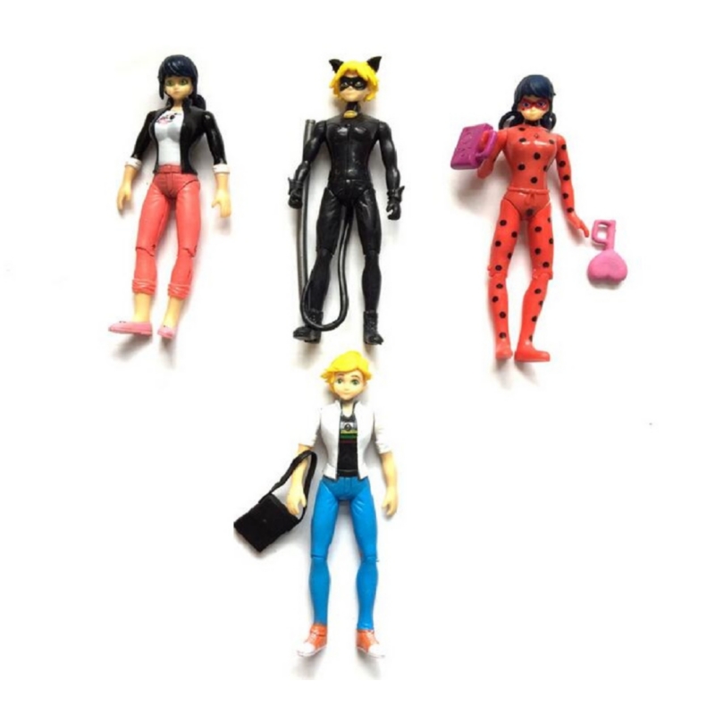 Set De Figuras Articuladas Miraculous Ladybug 15-16 Cm, 4 Unidades - Venta Internacional.