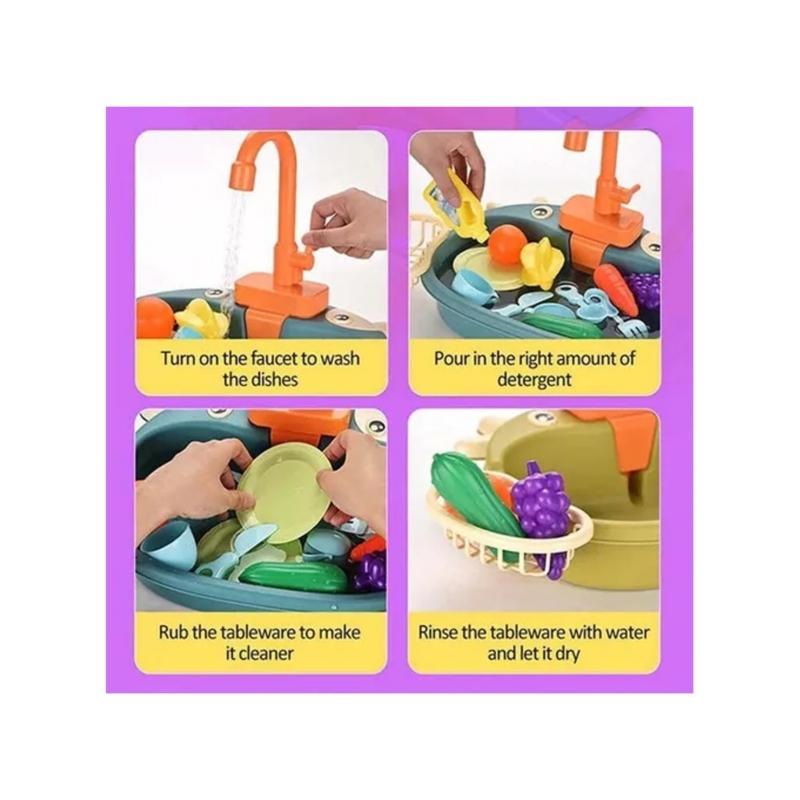 Foto 3 pulgar | Fregadero De Cocina De Juguete Para Lavaplatos Para Niñas De Más De 3 Años - Venta Internacional.