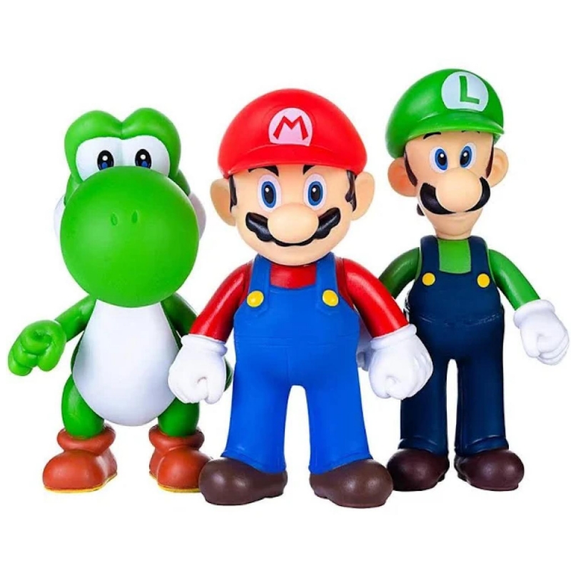 Set De Figuras Infantiles Mario Bros Mario, Yoshi, Gorilla Y Wari - Venta Internacional.