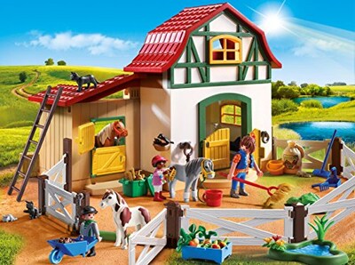 Foto 2 | Set Playmobil De Pony Farm Con 3 Figuras, 3 Ponis Y Accesorios - Venta Internacional.