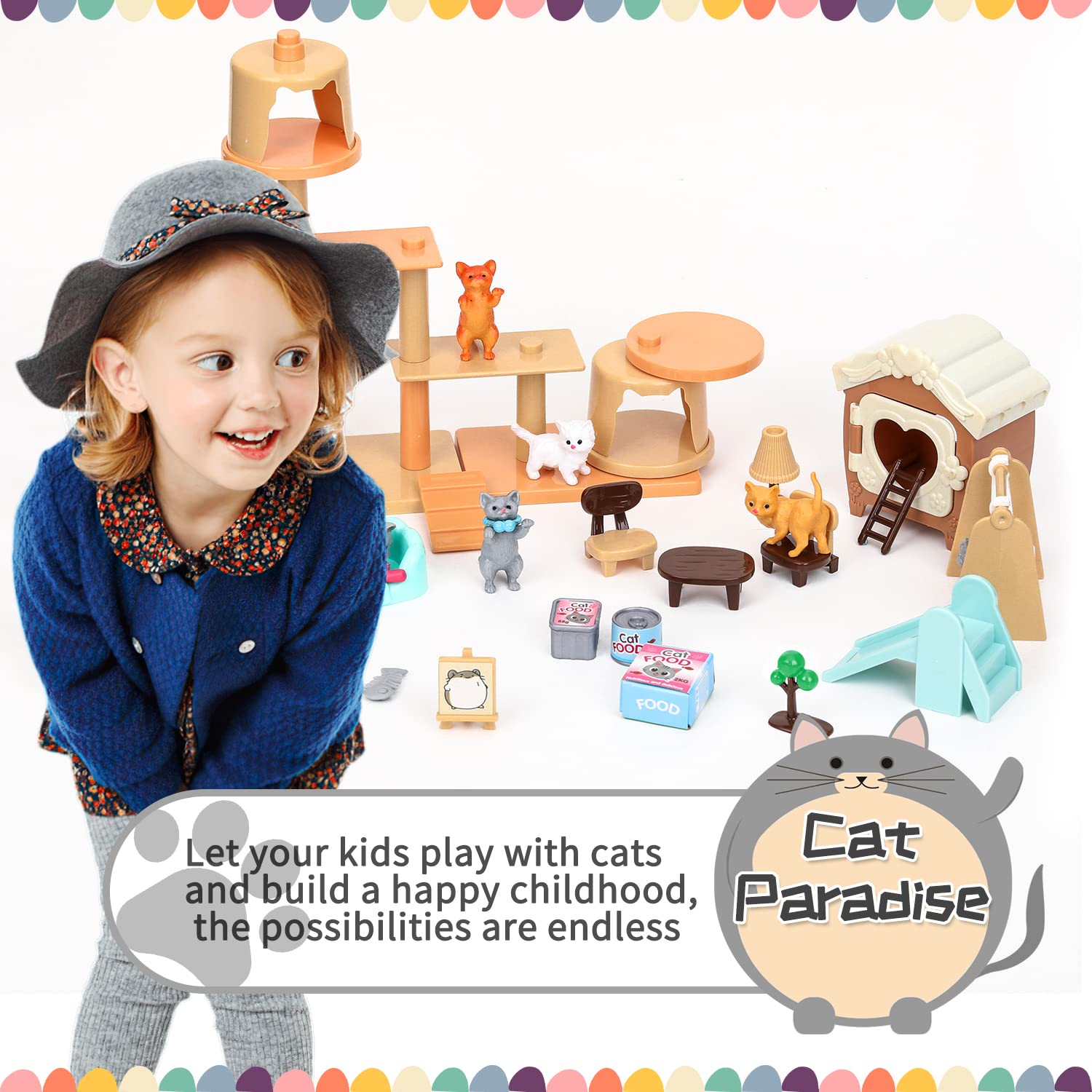 Foto 3 pulgar | Set De Juego Con Forma De Figura De Gato Tqqfun, Centro De Cuidado De Mascotas Realista De 43 Piezas - Venta Internac