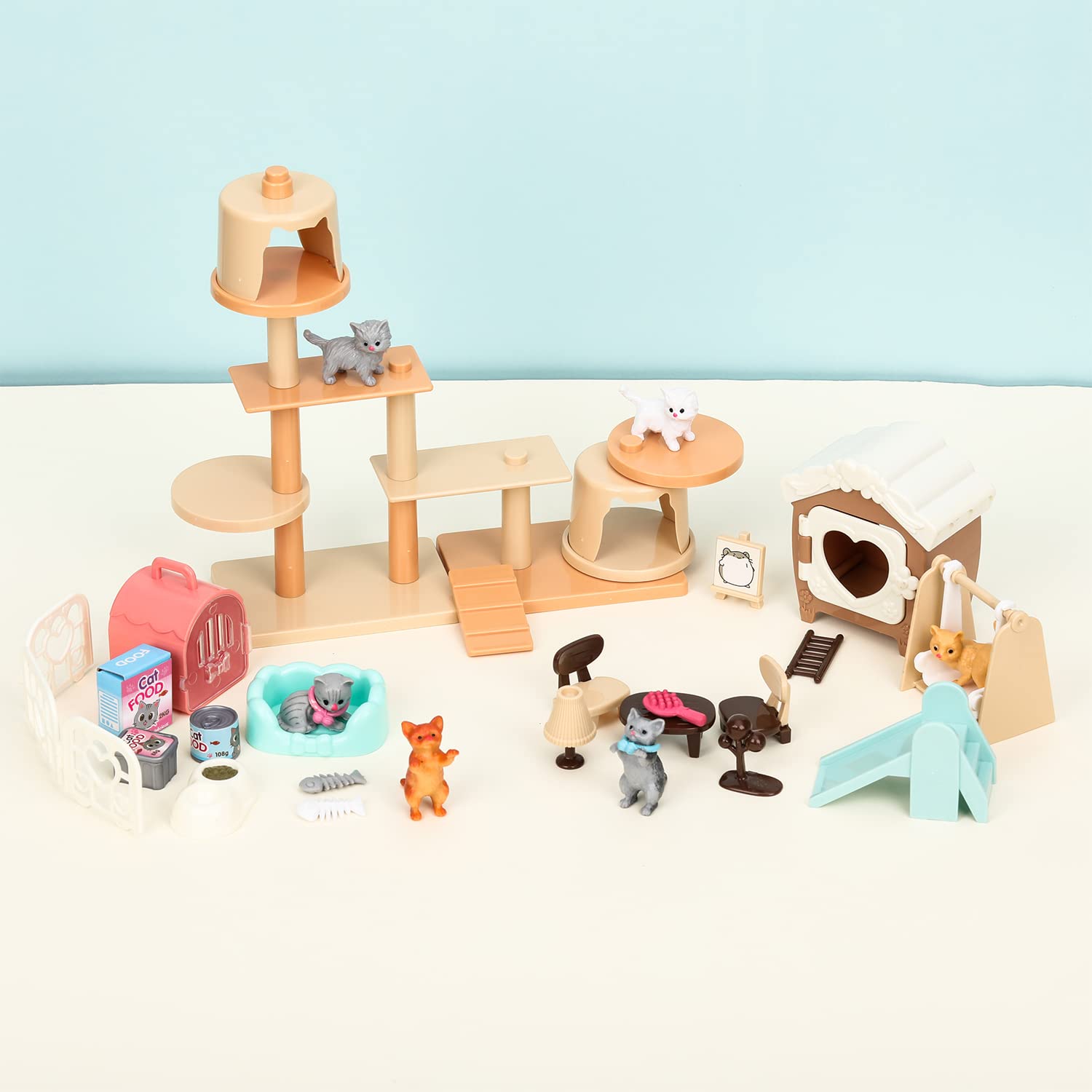 Foto 4 pulgar | Set De Juego Con Forma De Figura De Gato Tqqfun, Centro De Cuidado De Mascotas Realista De 43 Piezas - Venta Internac