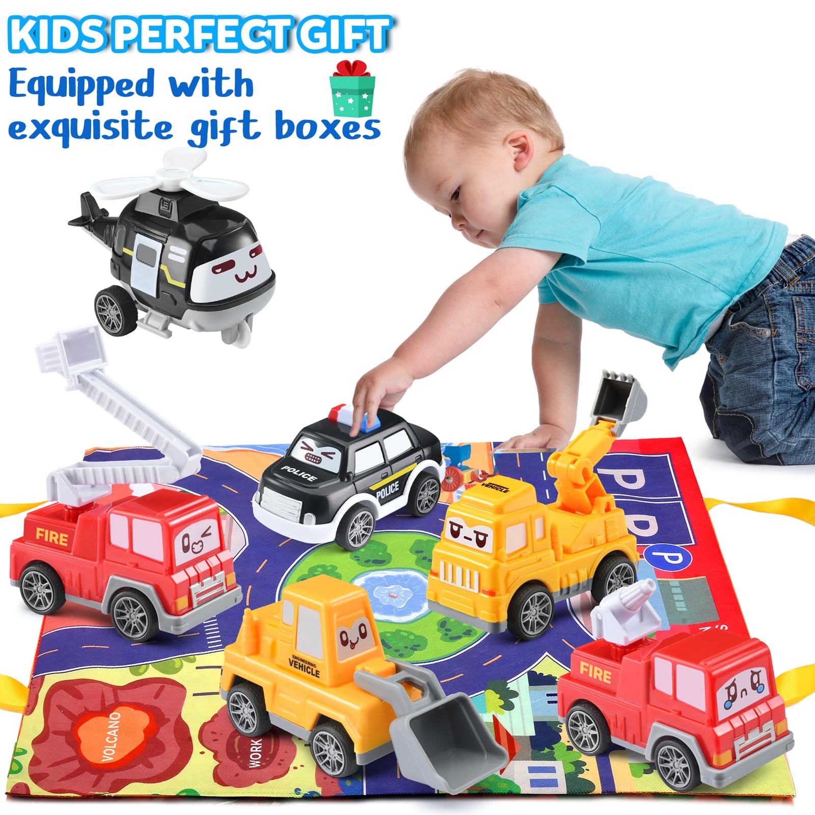 Foto 3 pulgar | Set De Coche De Juguete Doloowee Para Niños Pequeños Con Tapete De Juego De 1 A 4 Años - Venta Internacional.