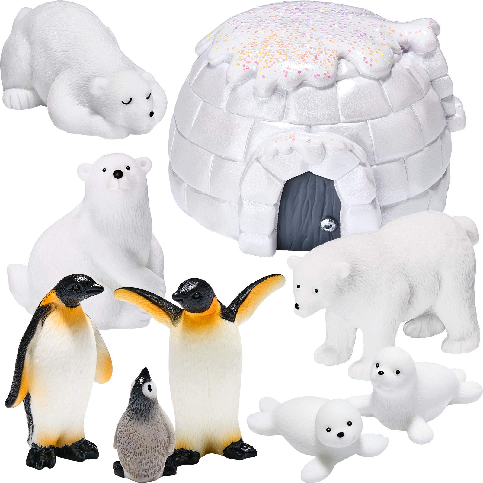 Foto 2 pulgar | Juego De Figuras De Juguete Skylety De 9 Piezas Con Forma De Animal Polar Con Iglú - Venta Internacional.