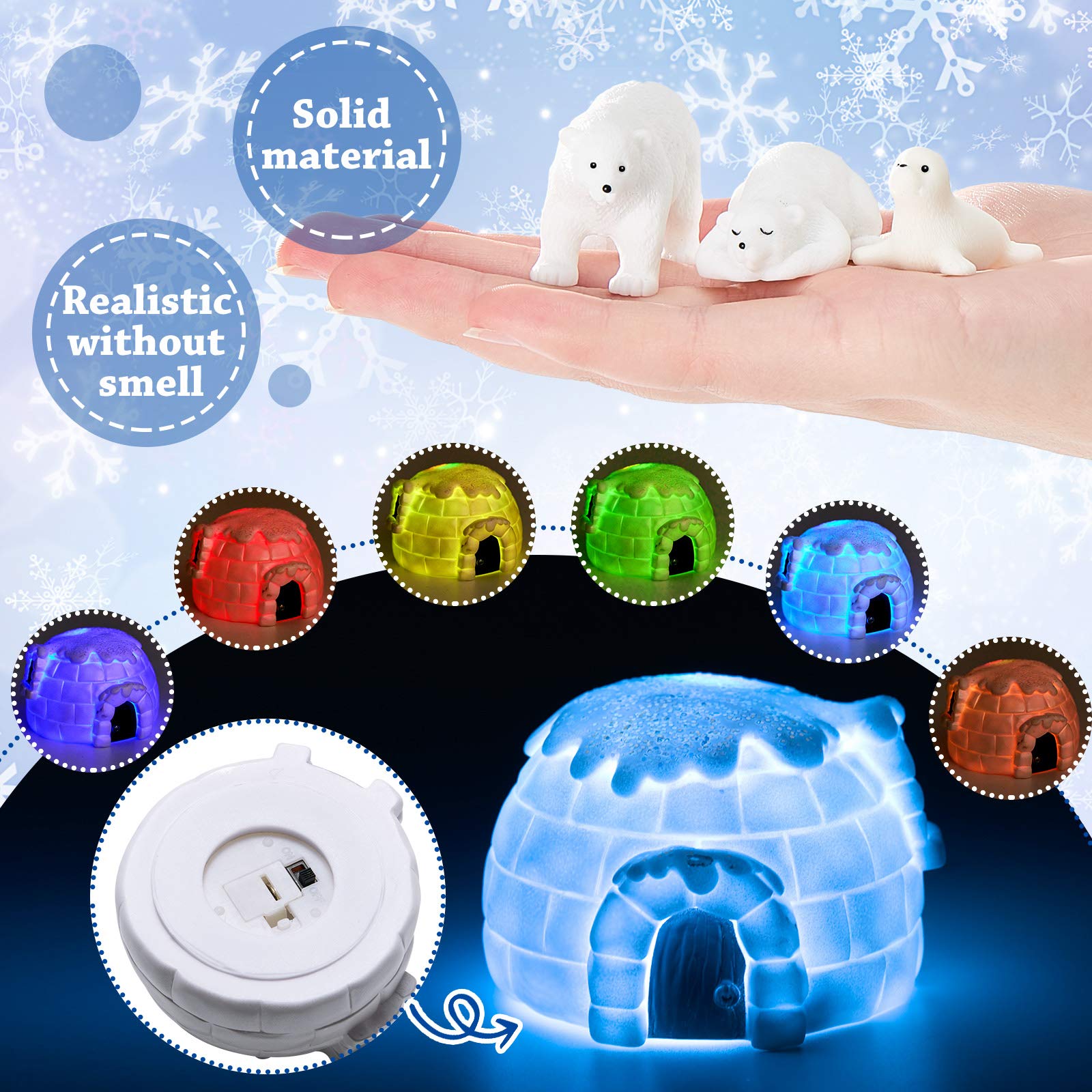 Foto 5 pulgar | Juego De Figuras De Juguete Skylety De 9 Piezas Con Forma De Animal Polar Con Iglú - Venta Internacional.