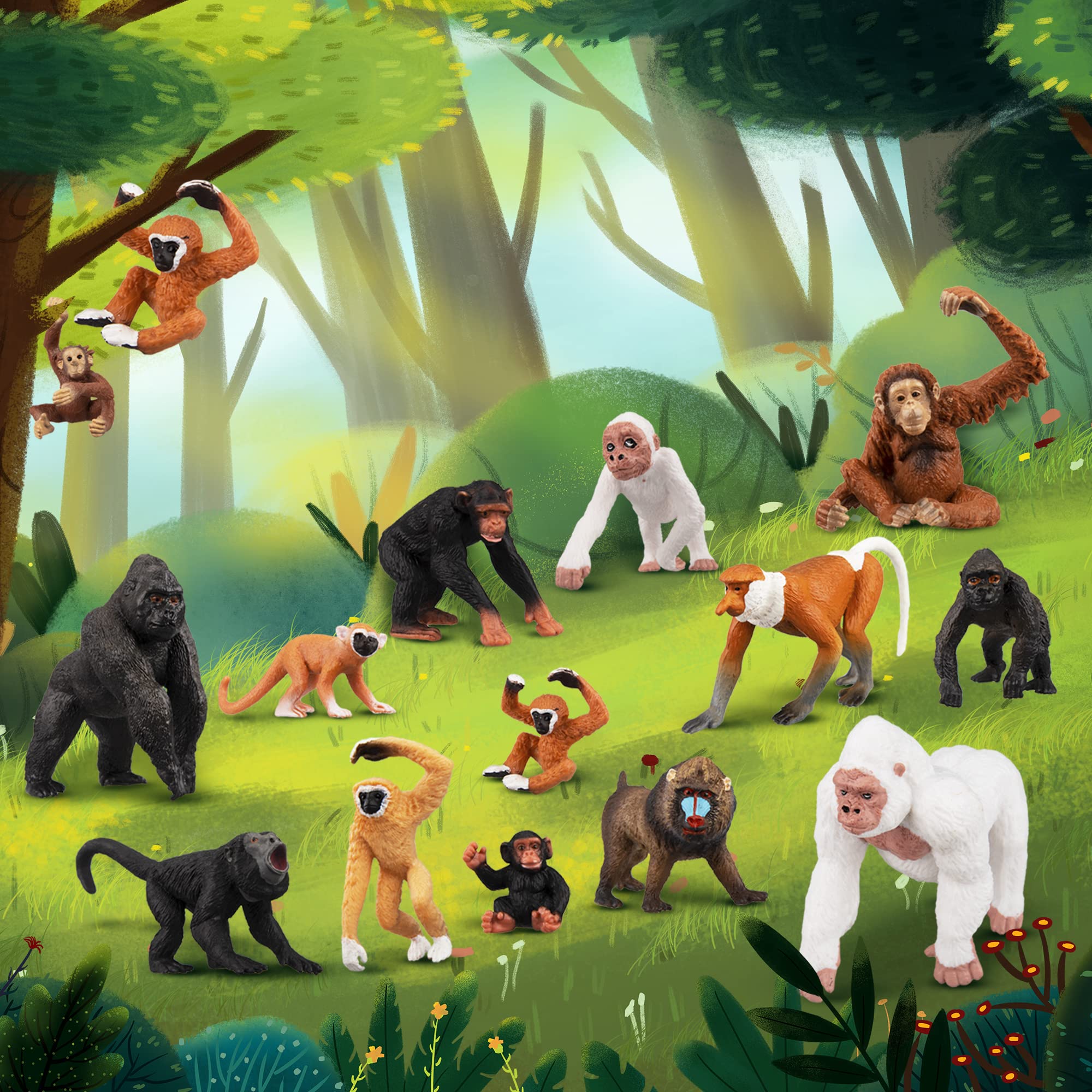Foto 6 pulgar | Juego De Figuras Toymany Monkey & Gorilla, 14 Piezas, Para Niños De Más De 3 Años - Venta Internacional.
