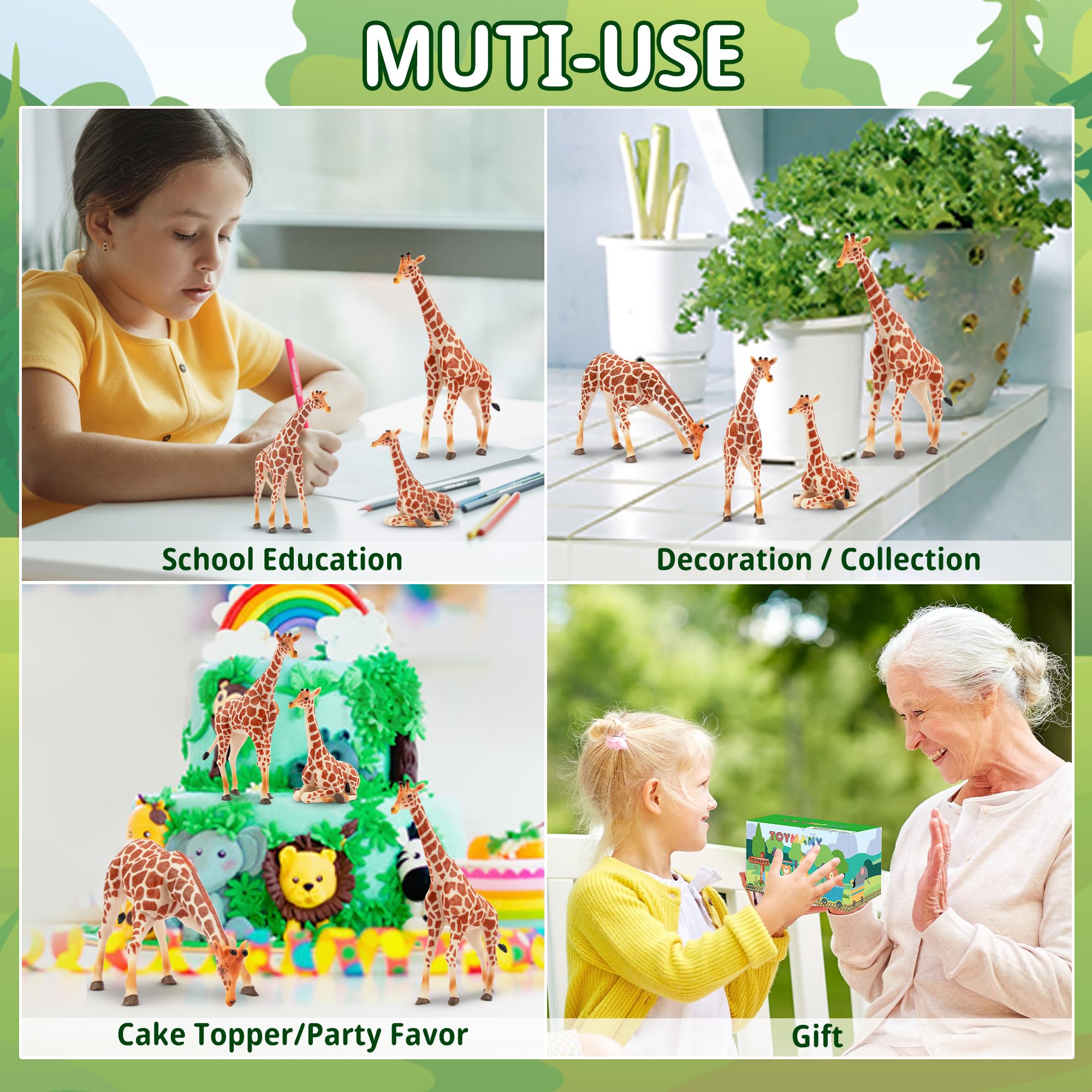 Foto 7 | Figuras De Animales Toymany Giraffe Family, 4 Unidades Para Niños A Partir De 3 Años - Venta Internacional.