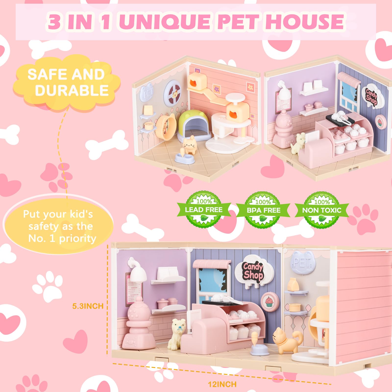 Foto 6 pulgar | Juego De Figuras De Perro Y Gato Toy Tqqfun Pet Buddy Con Caseta Para Mascotas - Venta Internacional.