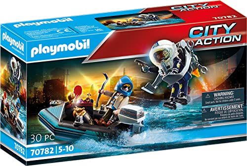Foto 2 pulgar | Mochila Propulsora Playmobil Police Con Barco - Venta Internacional.