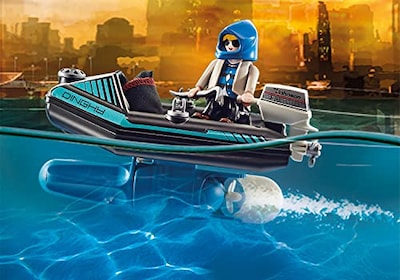 Foto 5 | Mochila Propulsora Playmobil Police Con Barco - Venta Internacional.