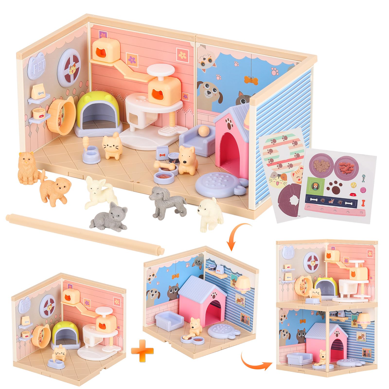 Foto 1 | Figuras De Gatos Y Perros Para Niños Pretend Playset Tqqfun - Venta Internacional.