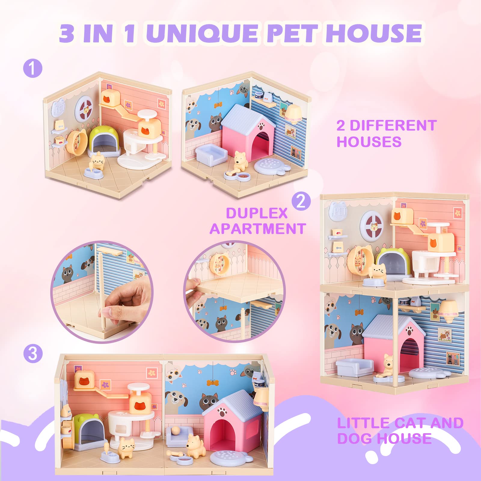 Foto 2 | Figuras De Gatos Y Perros Para Niños Pretend Playset Tqqfun - Venta Internacional.