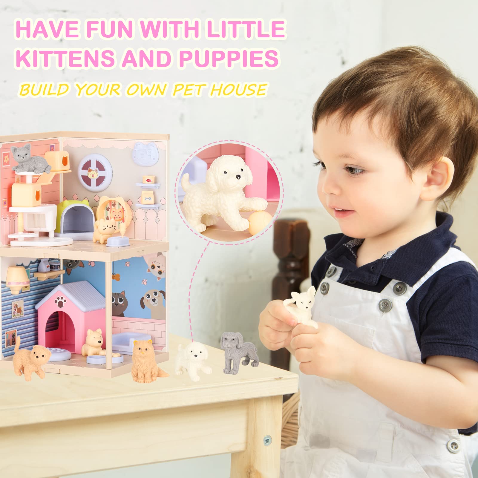 Foto 3 | Figuras De Gatos Y Perros Para Niños Pretend Playset Tqqfun - Venta Internacional.