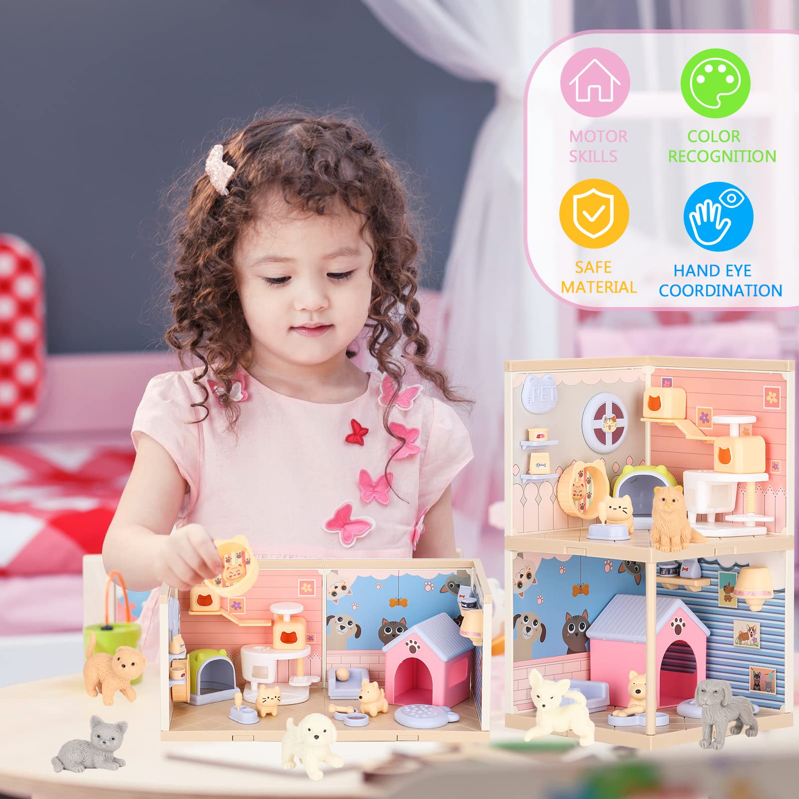 Foto 5 | Figuras De Gatos Y Perros Para Niños Pretend Playset Tqqfun - Venta Internacional.