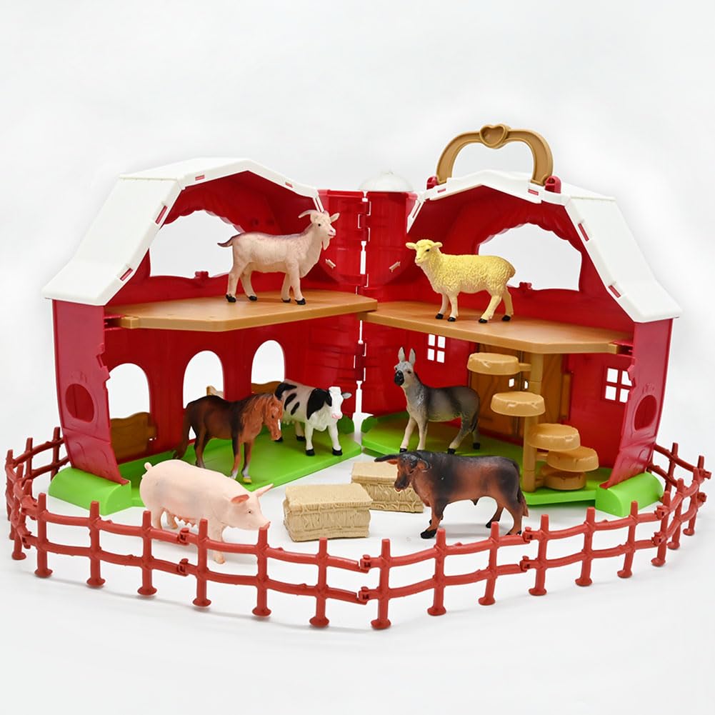 Foto 3 pulgar | Figuras Rojas De Granero Y Animales De Granja Playset, Paquete De 20 Unidades Para Niños - Venta Internacional.