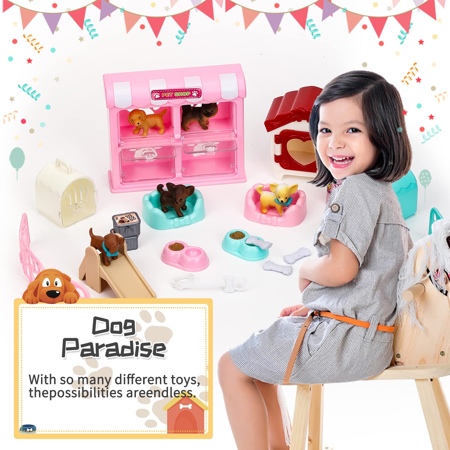 Foto 2 | Juego De Figuras De Perro Tqqfun Pet Pretend Play Toys Para Niños - Venta Internacional.