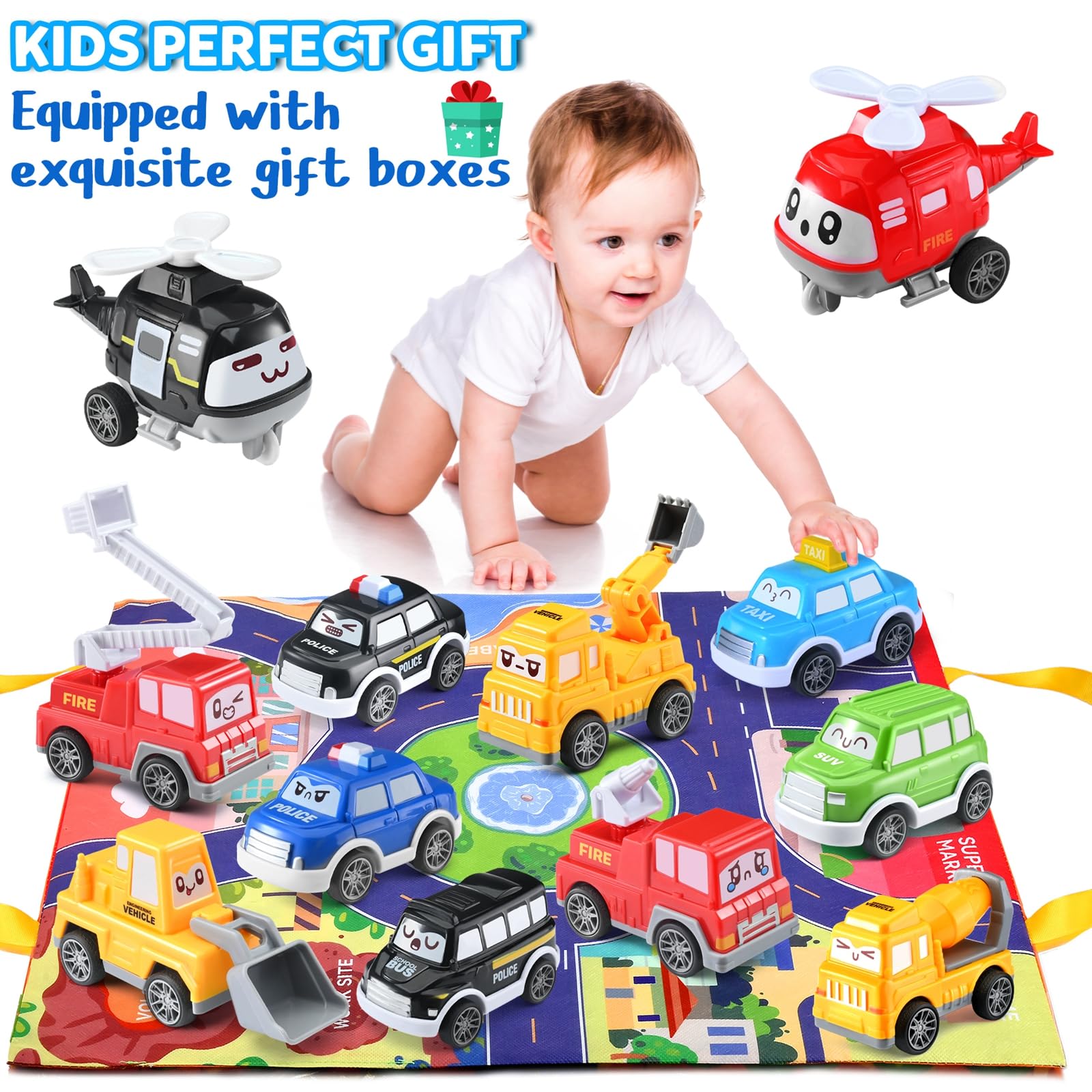 Foto 3 pulgar | Juego De Coche De Juguete Doloowee Para Niños Pequeños Con Tapete De Juego De 12 A 18 Meses - Venta Internacional.