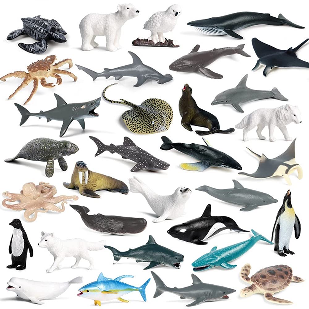 Foto 2 pulgar | Juego De Minifiguras De Animales Oceánicos Rcomg, 32 Piezas, Con Tiburones Y Ballenas - Venta Internacional.