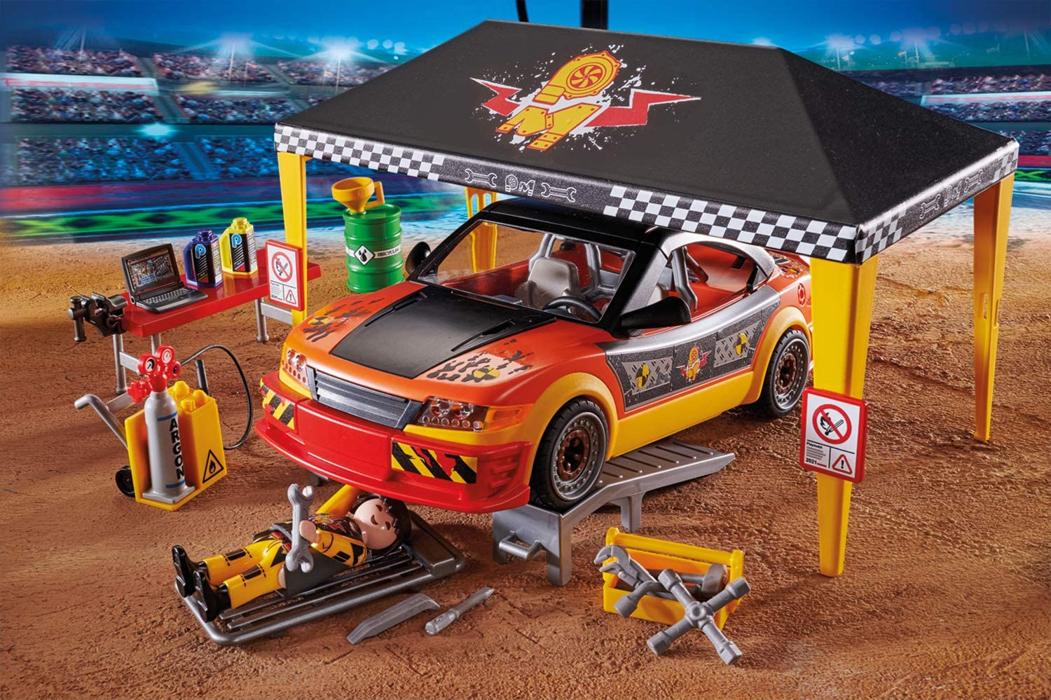 Foto 5 pulgar | Carpa Playmobil Stunt Show Service, Multicolor, 28,4 X 18,7  - Venta Internacional.