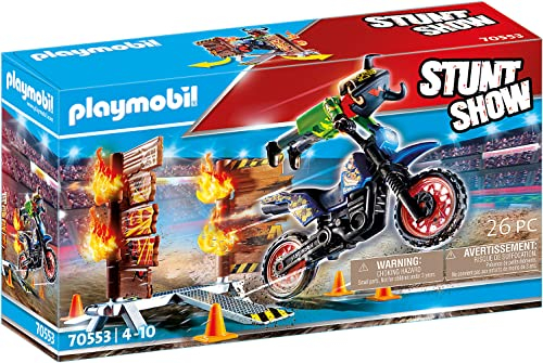 Playmobil Stunt Show De Motocross Con Pared Ardiente, Multic - Venta Internacional.