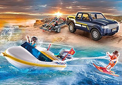 Foto 2 | Camioneta Playmobil De Juguete Con Lancha Rápida, Figuras Y Accesorios - Venta Internacional.