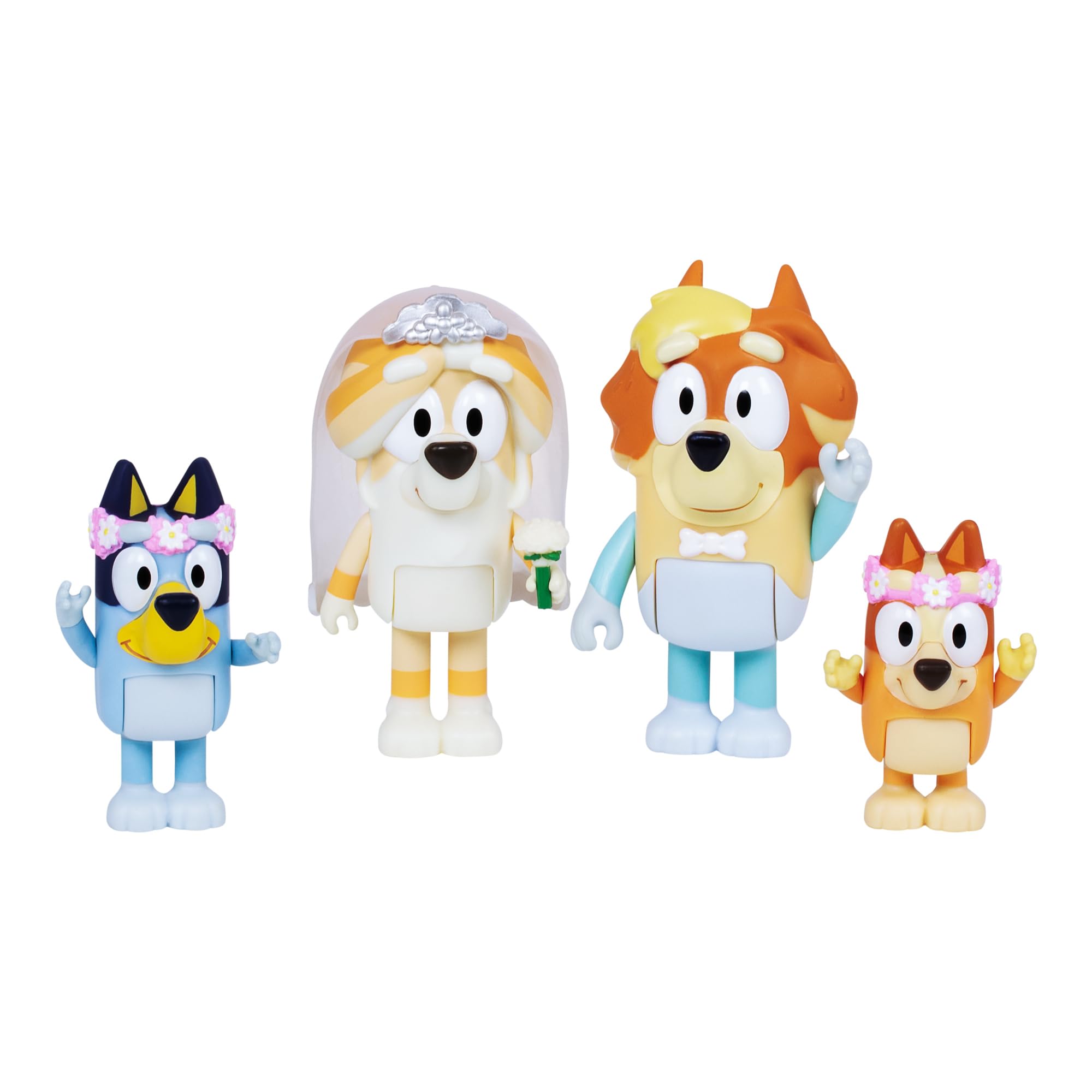 Figura Bluey Wedding Time con Uncle Rad y Frisky 4 Piezas - Venta Internacional