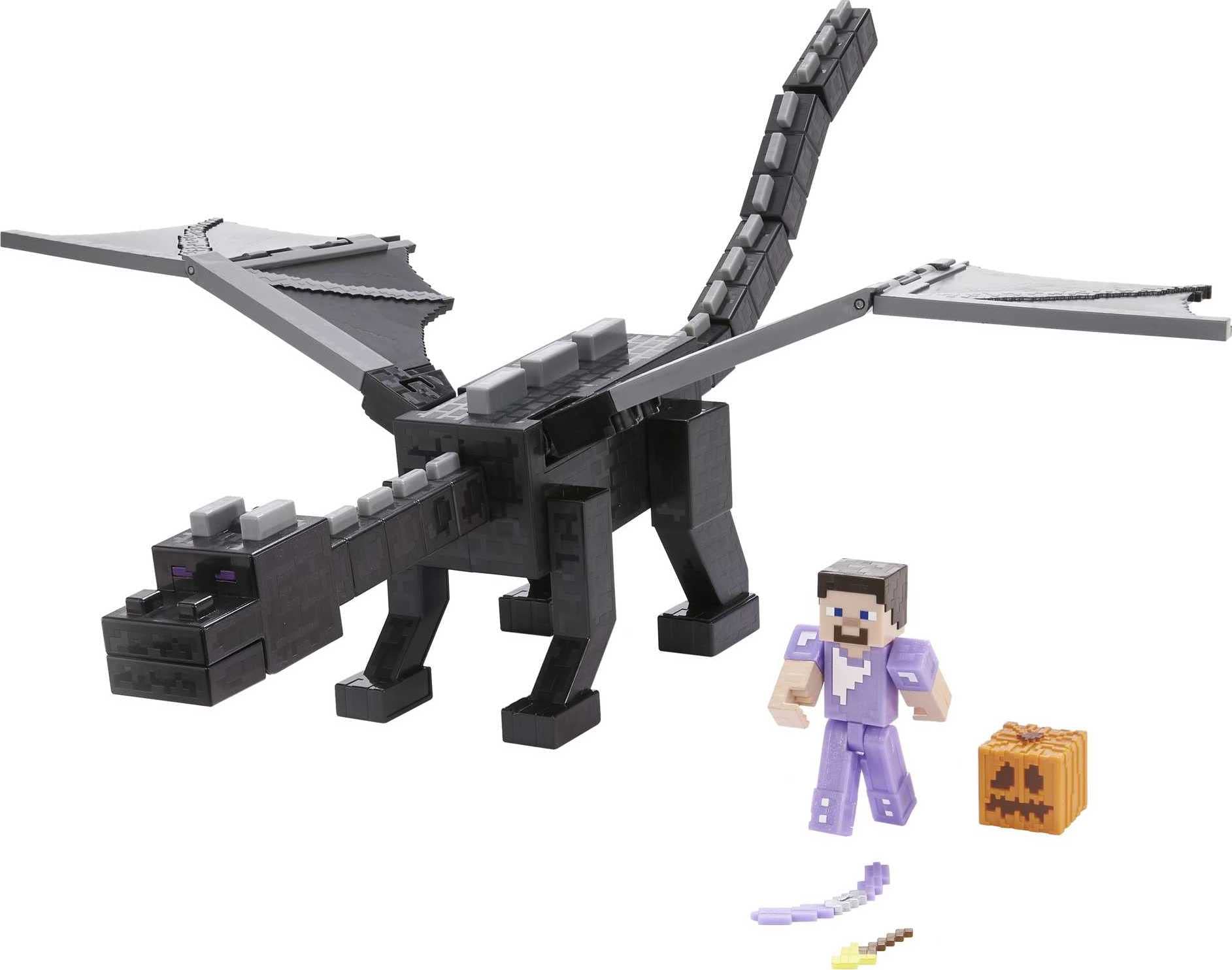 Foto 2 pulgar | Figura de Acción Mattel Minecraft Ultimate Ender Dragon con Steve - Venta Internacional