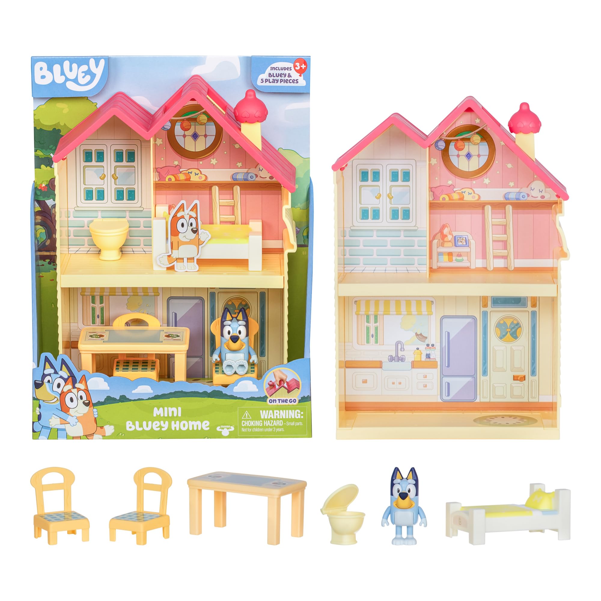 Minicasa Playset Bluey con Figura y 5 Piezas De Juego 3 Habitaciones - Venta Internacional