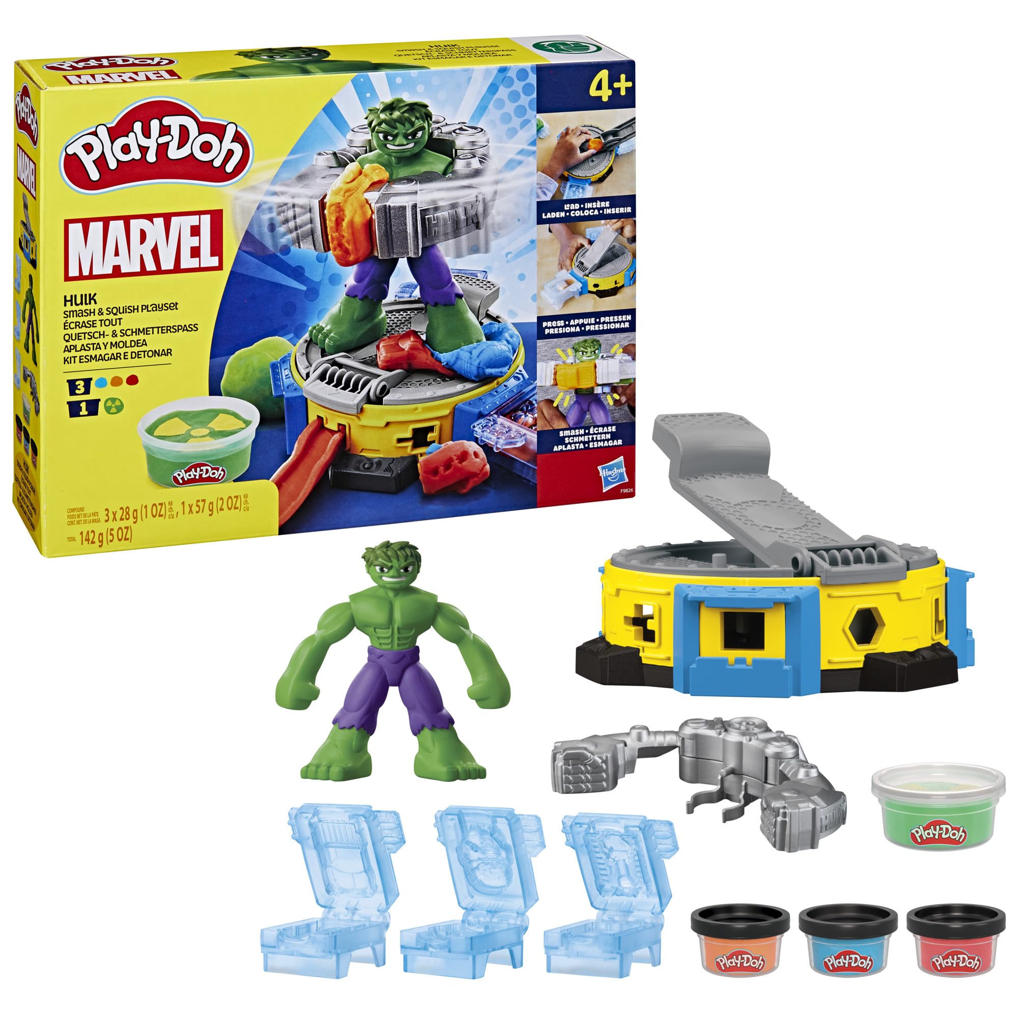 Playset Play-doh Marvel Hulk Smash & Squish Con Figura Doblada - Venta Internacional.