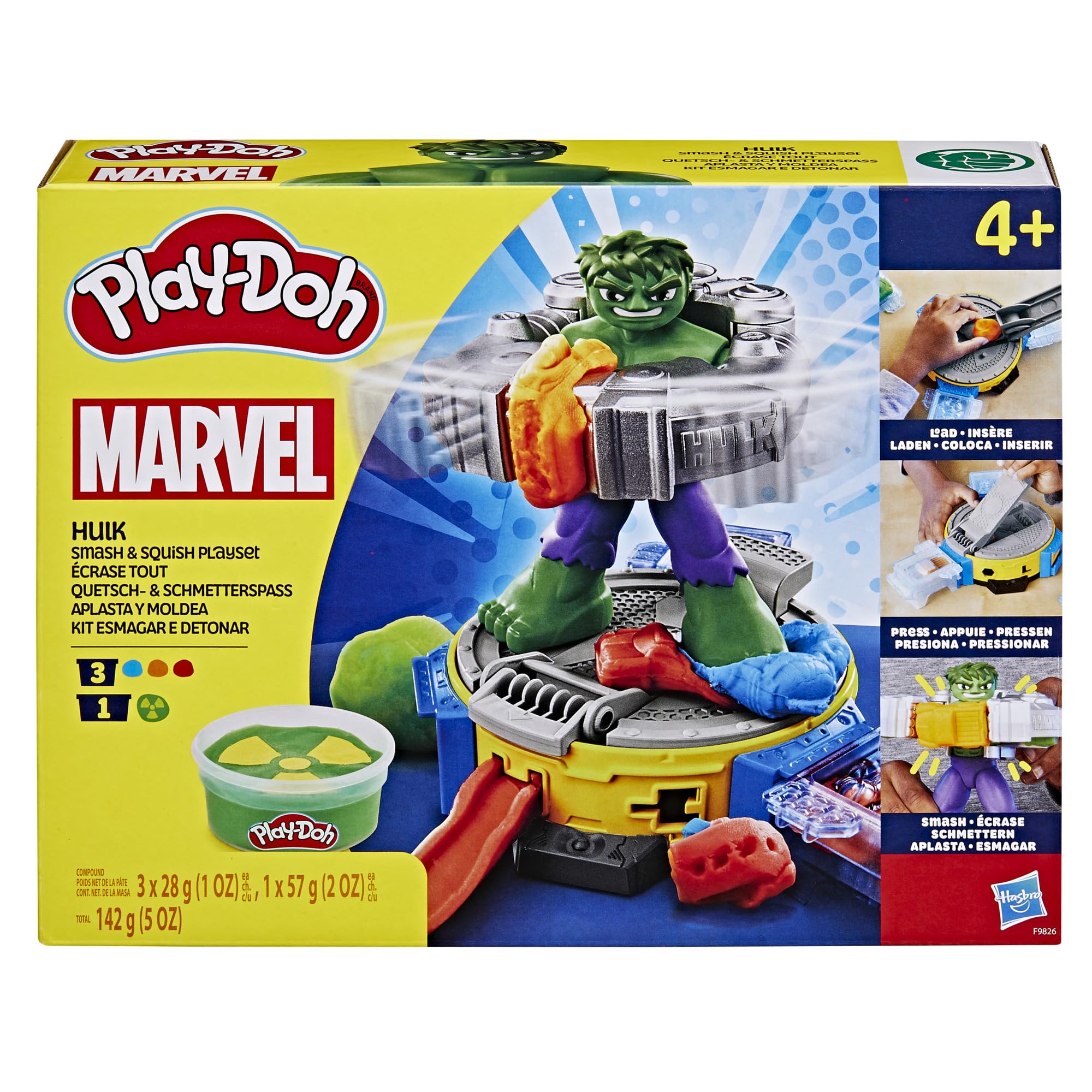 Foto 7 pulgar | Playset Play-doh Marvel Hulk Smash & Squish Con Figura Doblada - Venta Internacional.