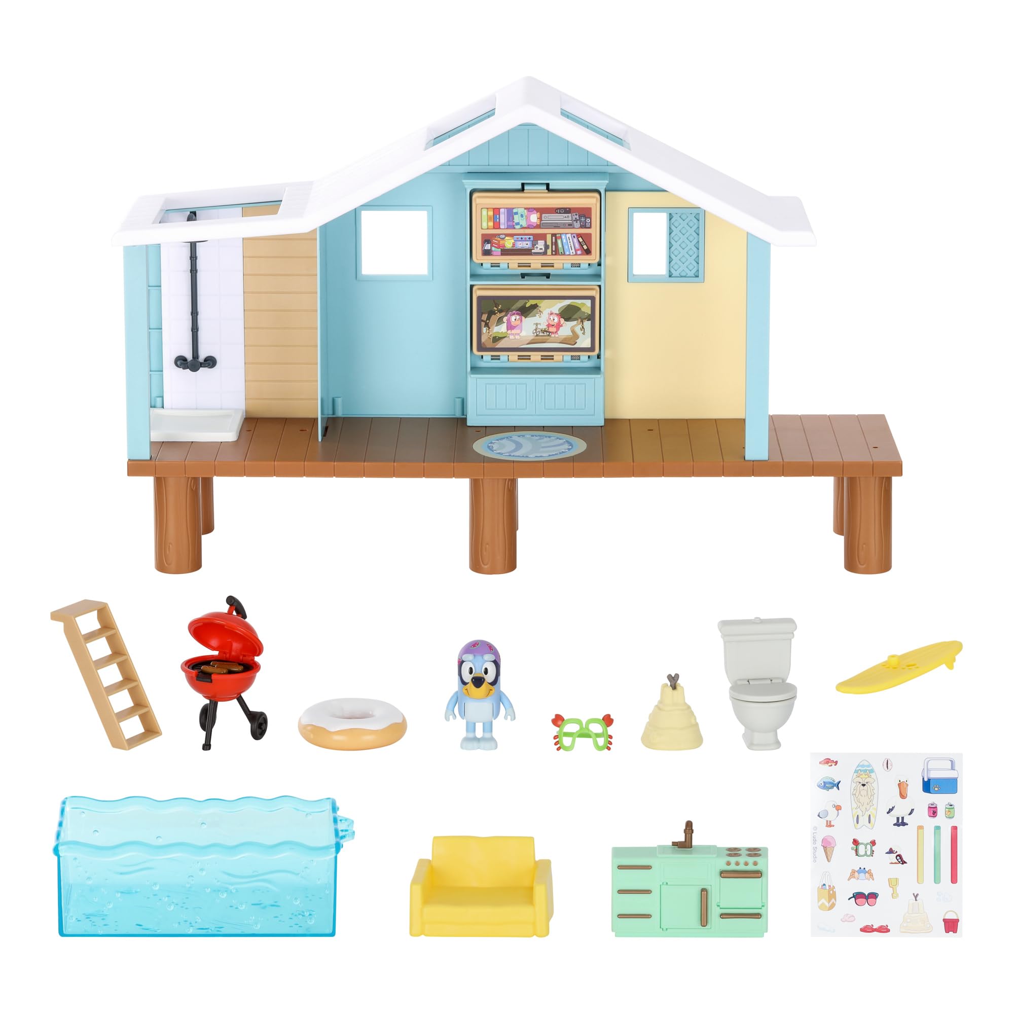 Foto 2 pulgar | Playset Bluey Beach Cabin Con Figura Exclusiva Y 10 Piezas - Venta Internacional.