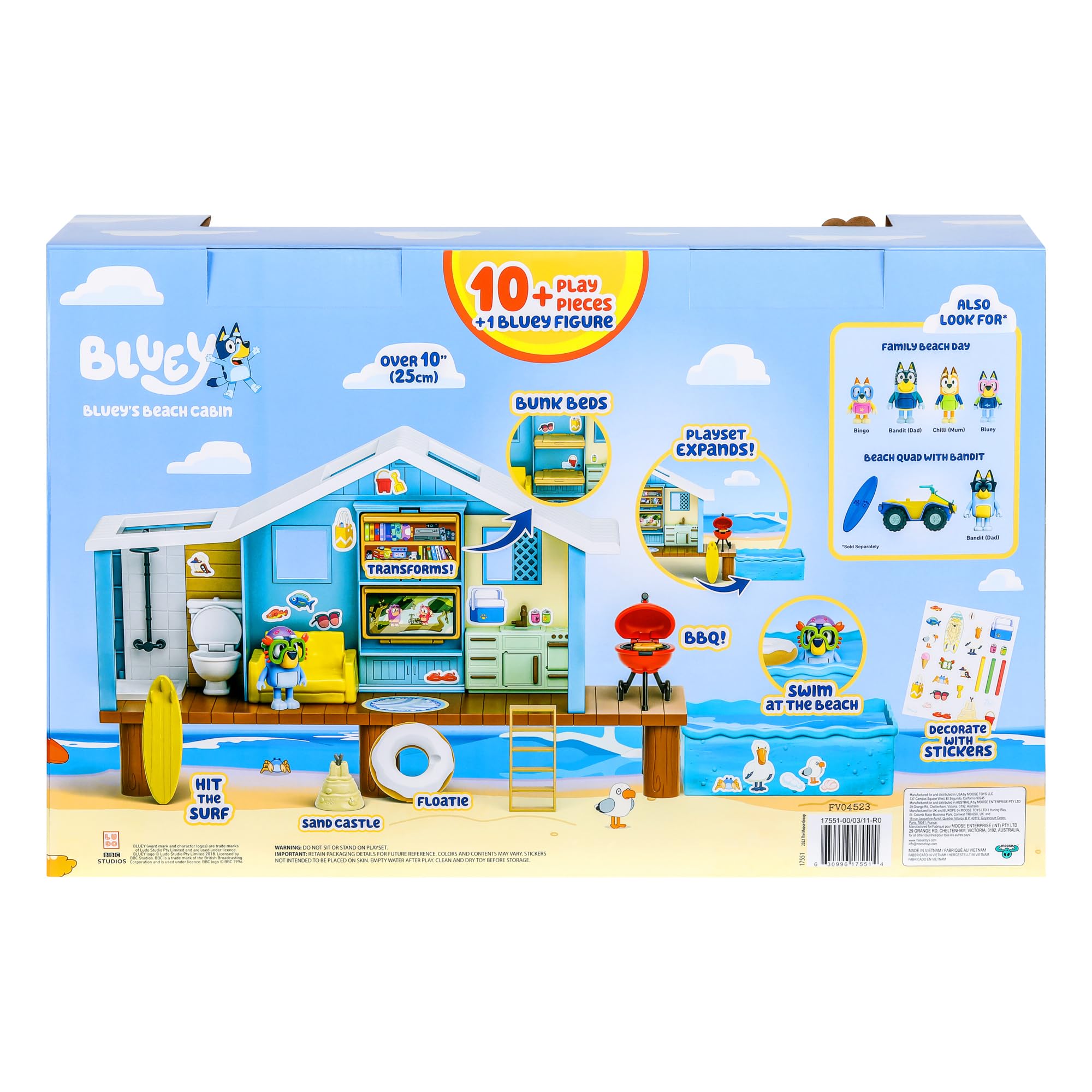 Foto 7 pulgar | Playset Bluey Beach Cabin Con Figura Exclusiva Y 10 Piezas - Venta Internacional.