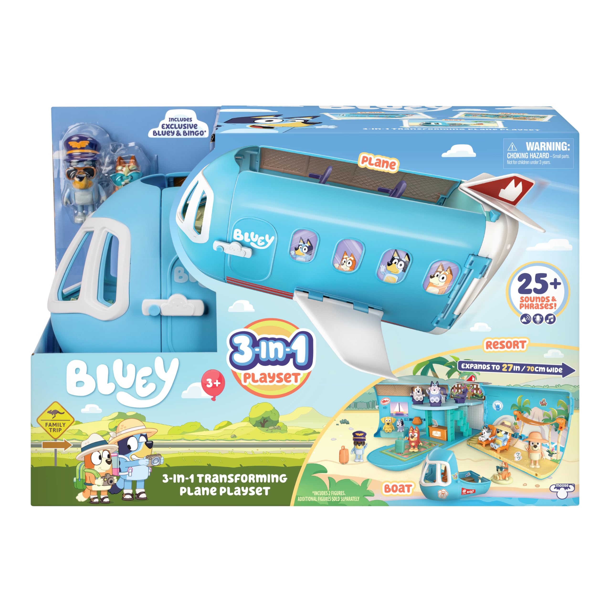 Foto 3 pulgar | Playset Bluey 3 En 1 Transforming Plane Resort Con Sonidos - Venta Internacional.