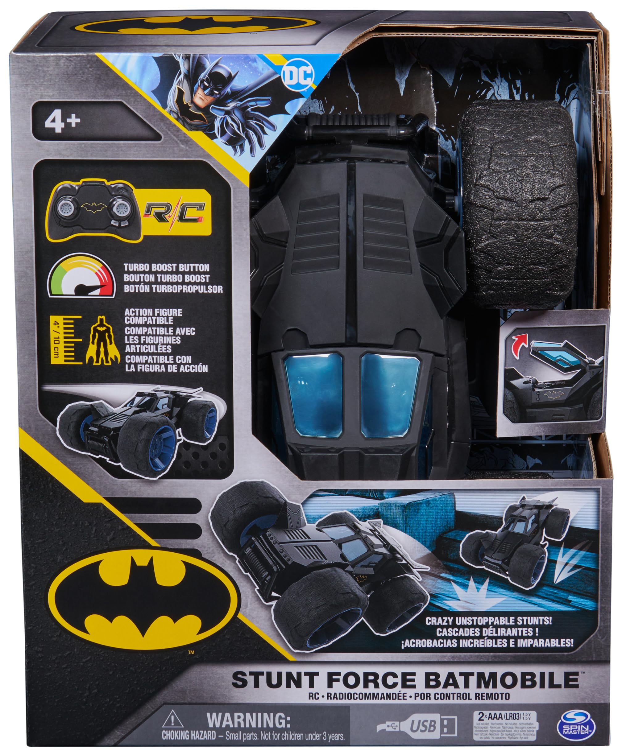 Foto 3 pulgar | Coche A Control Remoto Dc Comics Batman Stunt Force Batmobile - Venta Internacional.