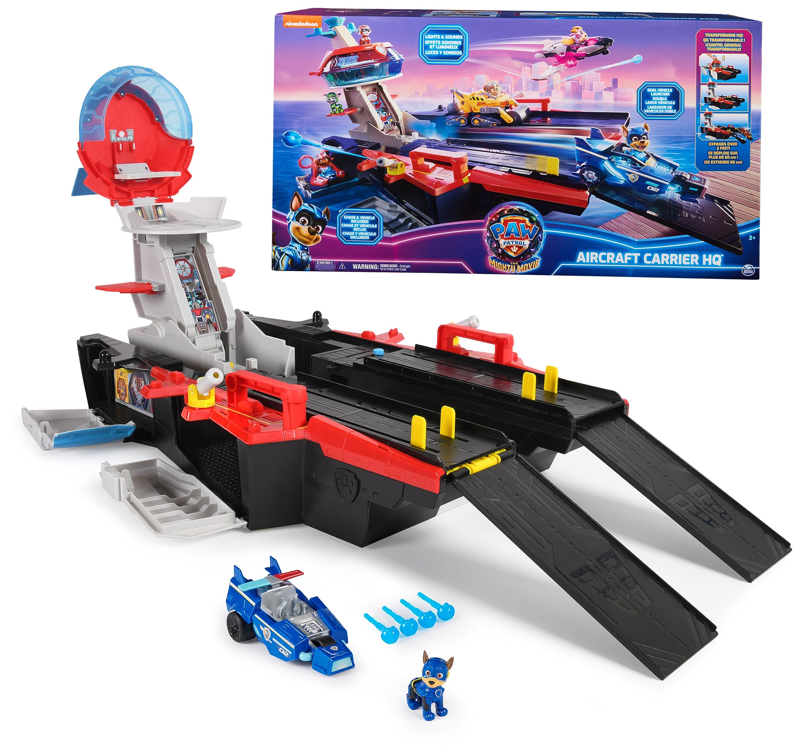 Foto 2 pulgar | Portaaviones Toy Paw Patrol Hq Con Figura Y Vehículo Chase - Venta Internacional.