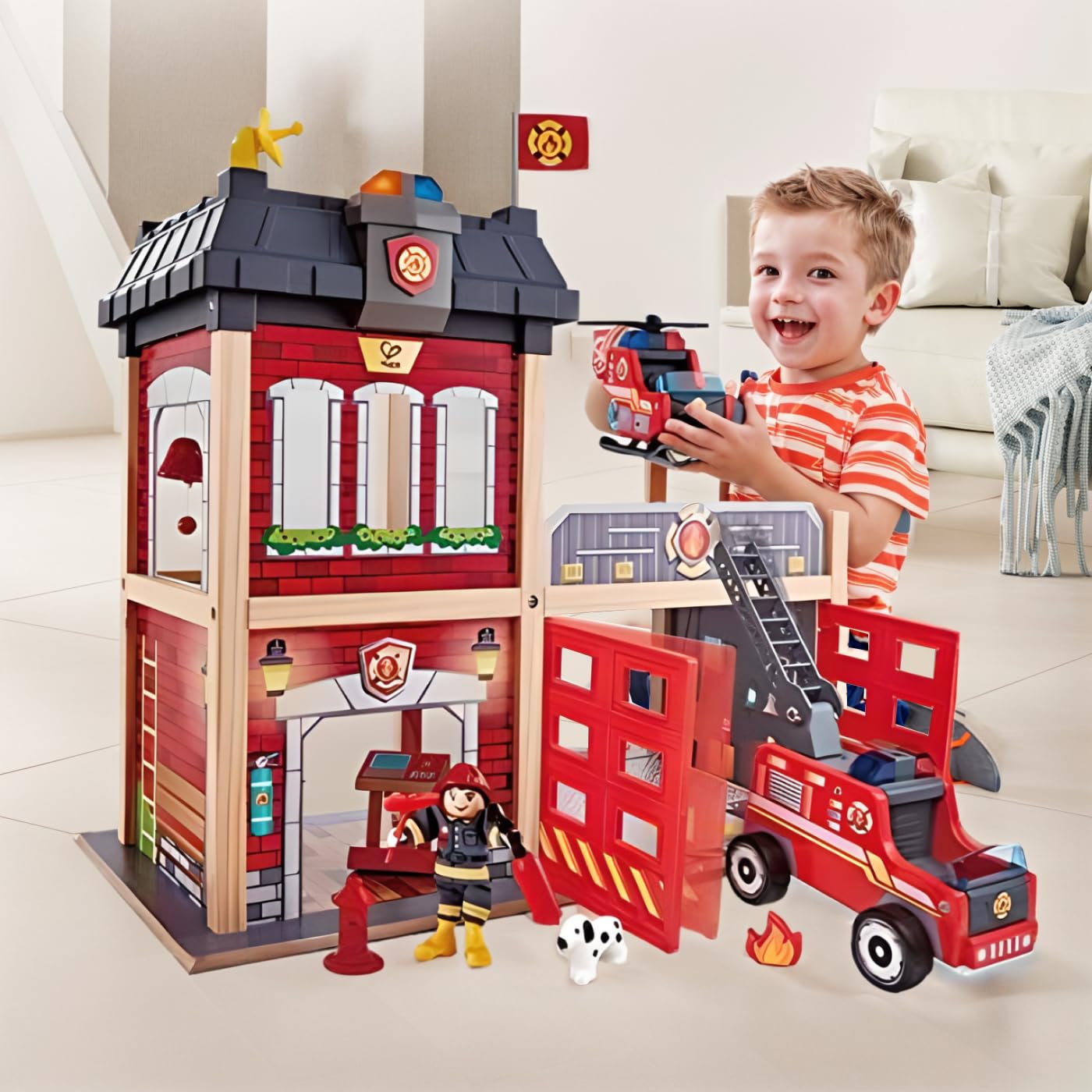 Foto 3 pulgar | Juguete De Madera Con Forma De Casa De Muñecas Fire Station Playset E3023 - Venta Internacional.