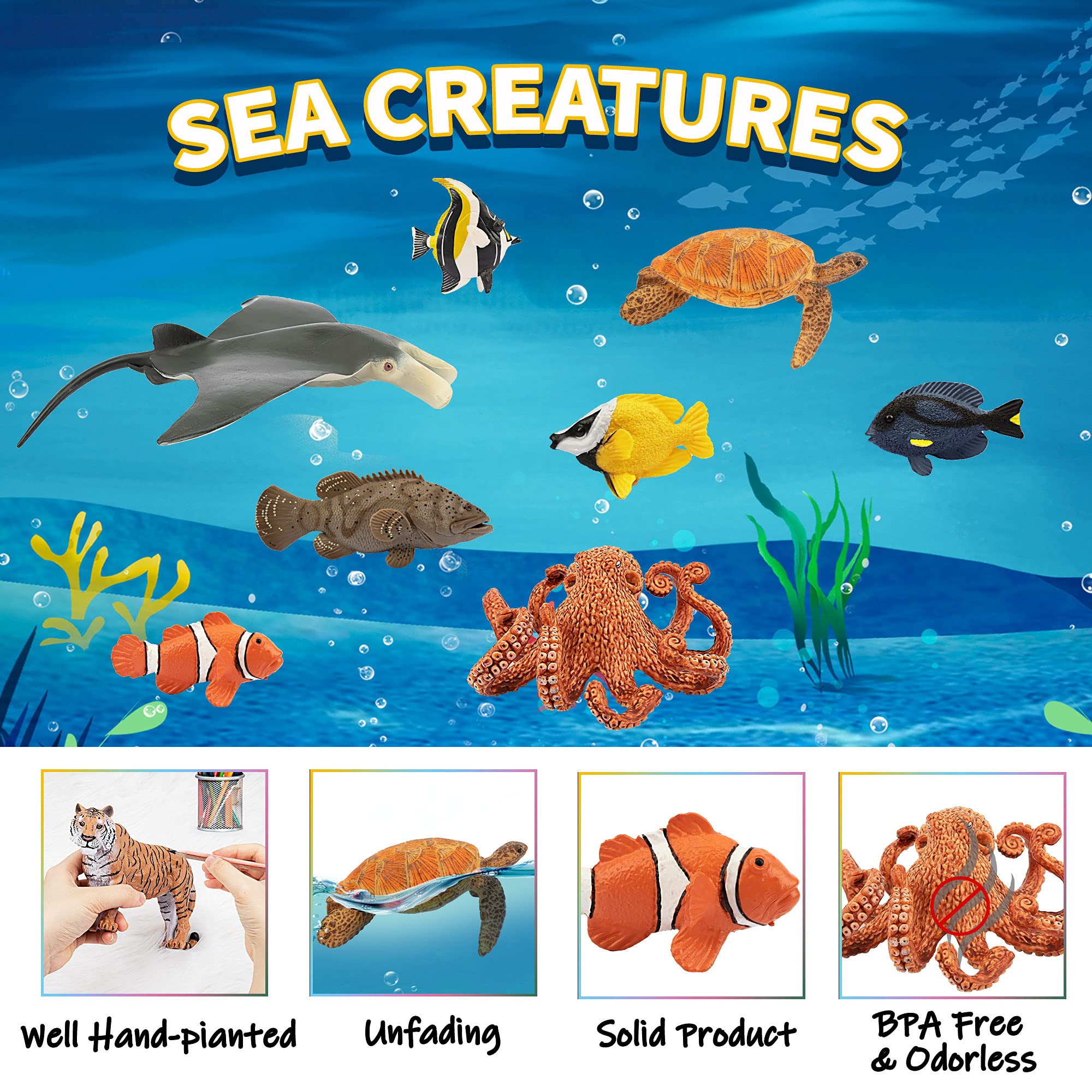 Foto 4 pulgar | Juego De Figuras Toymany Sea Creature De 8 Piezas Con Animales Marinos Para Niños - Venta Internacional.