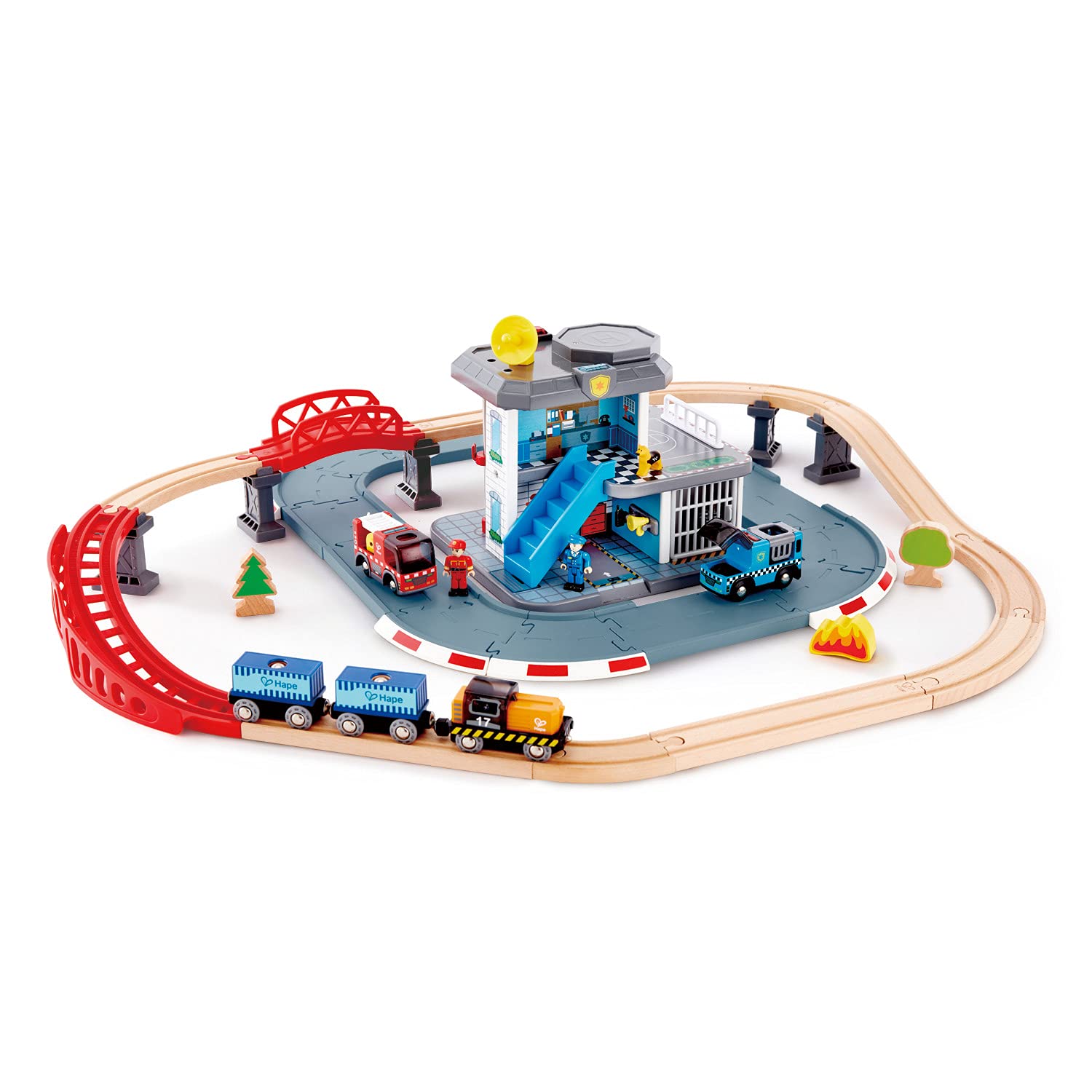 Foto 1 | Play Set Hape Emergency Services Hq 2 En 1: Policía Y Bomberos - Venta Internacional.
