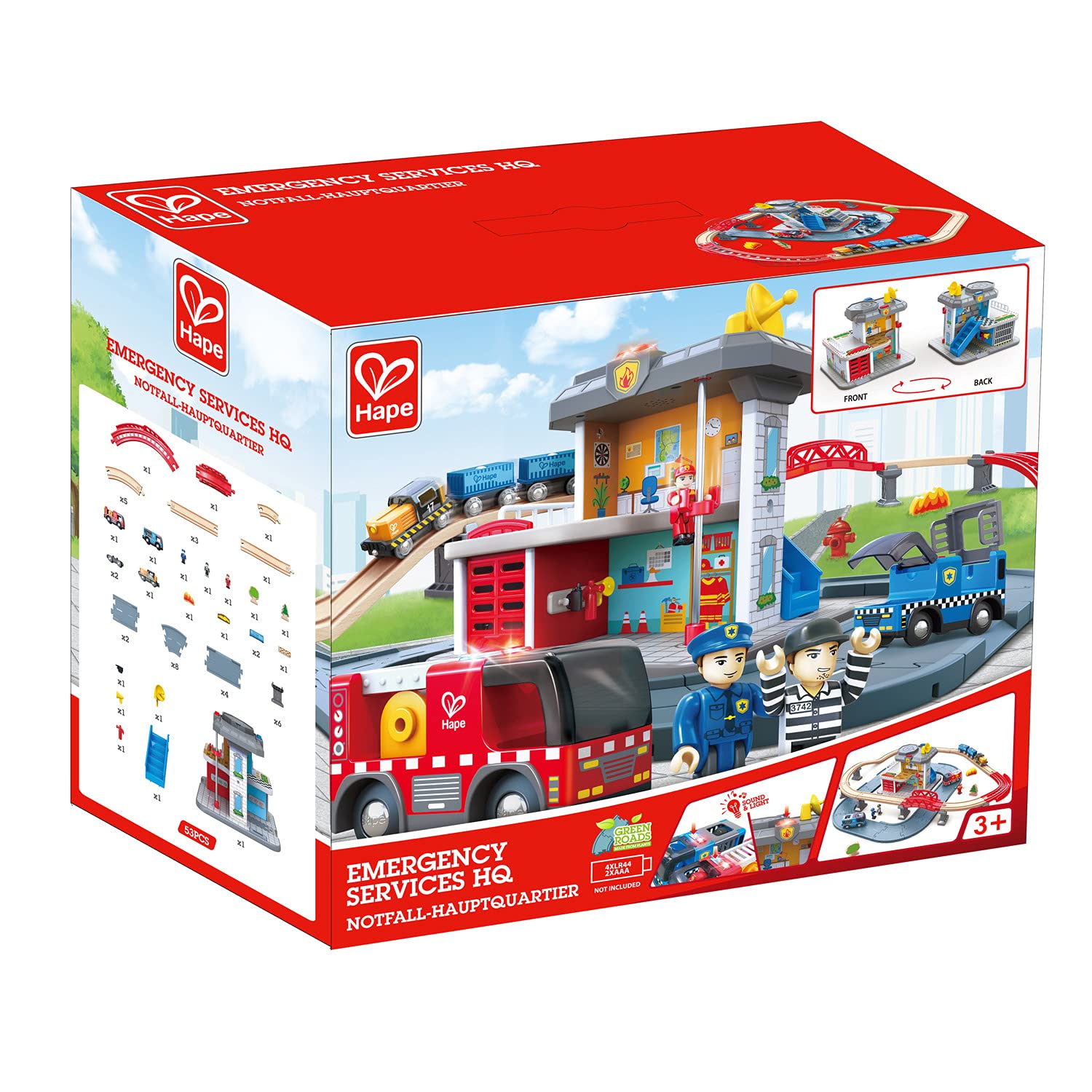Foto 3 pulgar | Play Set Hape Emergency Services Hq 2 En 1: Policía Y Bomberos - Venta Internacional.