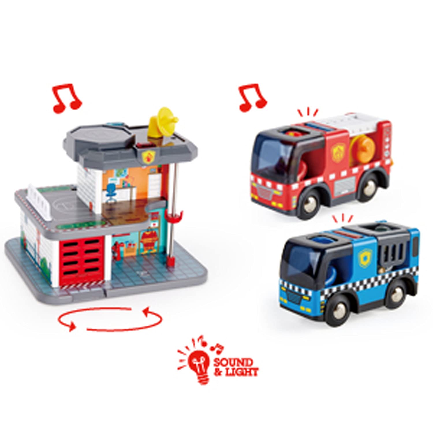 Foto 7 pulgar | Play Set Hape Emergency Services Hq 2 En 1: Policía Y Bomberos - Venta Internacional.
