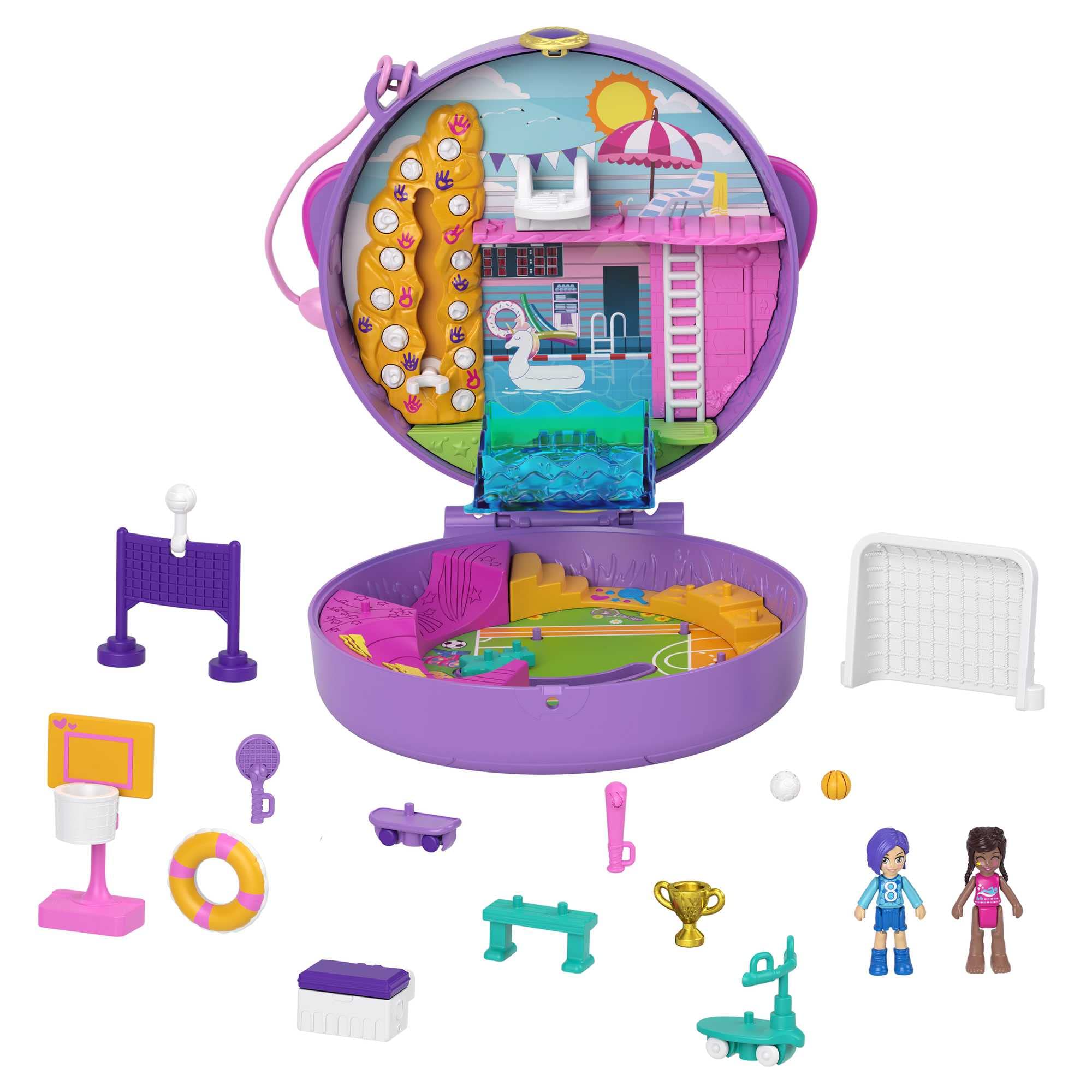 Foto 2 pulgar | Compact Playset Polly Pocket Soccer Squad Con 2 Micromuñecas - Venta Internacional.